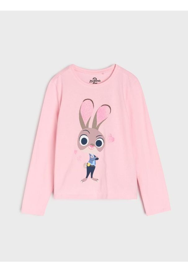 Sinsay - Koszulka z długimi rękawami Zootopia 2 - różowy. Kolor: różowy. Długość rękawa: długi rękaw. Długość: długie