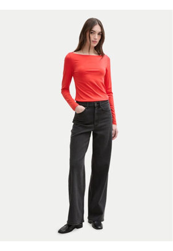 Tom Tailor Denim Bluzka 1045412 Czerwony Slim Fit. Kolor: czerwony. Materiał: bawełna