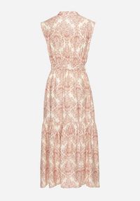 Born2be - Różowa Wiskozowa Sukienka Bez Rękawów z Wiązanym Paskiem Filimea. Okazja: na co dzień. Typ kołnierza: dekolt w kształcie V. Kolor: różowy. Materiał: wiskoza. Długość rękawa: bez rękawów. Typ sukienki: proste. Styl: casual, elegancki #3