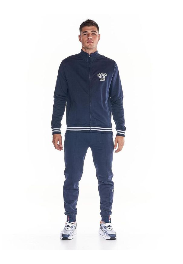 LEONE 1947 APPAREL - Męski dres College ze stójką i zamkiem błyskawicznym. Kolor: niebieski. Materiał: dresówka. Sport: fitness