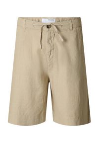Selected Homme Szorty materiałowe 16097541 Beżowy Loose Fit. Kolor: beżowy. Materiał: len #8