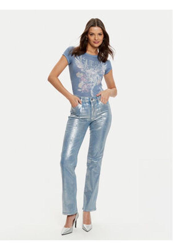 Guess T-Shirt W5RI28 KBYH0 Niebieski Regular Fit. Kolor: niebieski. Materiał: bawełna, syntetyk