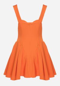 Born2be - Pomarańczowa Rozkloszowana Sukienka z Gorsetową Górą i Dekoltem w Serce Frolami. Okazja: na co dzień. Typ kołnierza: dekolt gorset. Kolor: pomarańczowy. Typ sukienki: gorsetowe. Styl: casual #3
