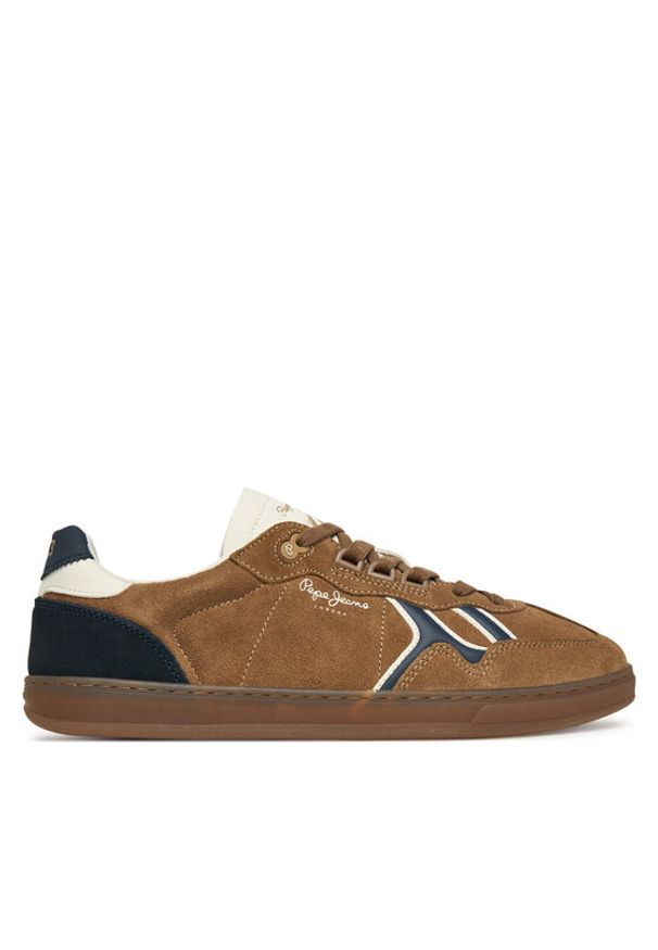 Pepe Jeans Sneakersy Ball Mix M PMS000009 Brązowy. Kolor: brązowy. Materiał: zamsz, skóra