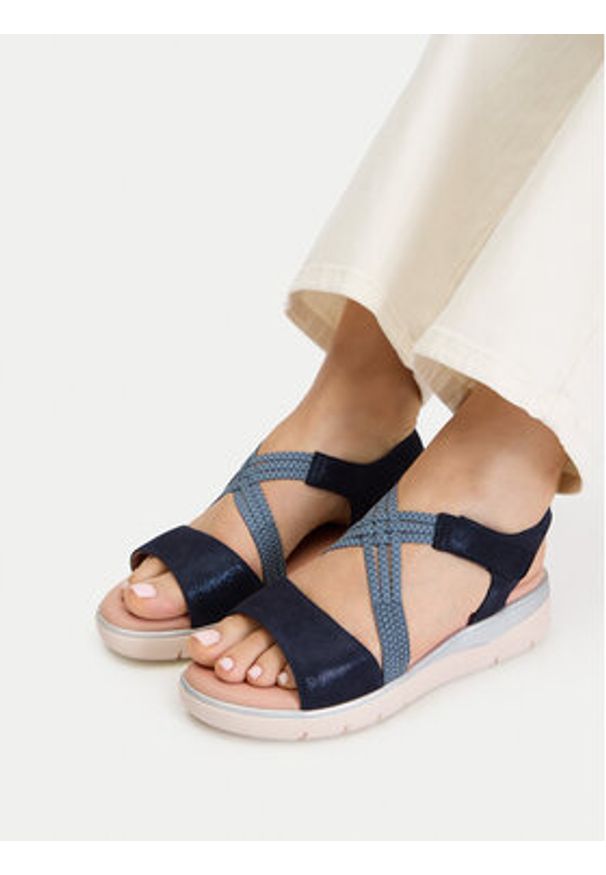Go Soft Sandały CEO-WB-TEYLOR-07 Granatowy. Kolor: niebieski. Materiał: skóra, zamsz