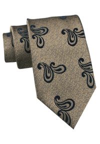 Krawat Męski - Chattier - Kolor Starego Złota, Paisley. Kolor: złoty, wielokolorowy, żółty. Materiał: tkanina. Wzór: paisley. Styl: retro
