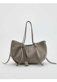 Reserved - Torebka shopper z imitacji zamszu - szary. Kolor: szary. Materiał: zamszowe #1