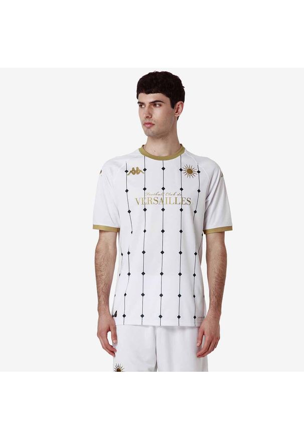 Kappa - Koszulka wyjazdowa FC Versailles 78 Kombat 2024/25. Kolor: wielokolorowy, biały, żółty. Sport: piłka nożna