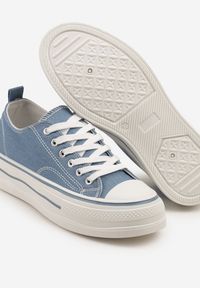 Born2be - Niebieskie Klasyczne Trampki na Grubej Podeszwie Natileva. Okazja: na co dzień. Kolor: niebieski. Materiał: jeans. Szerokość cholewki: normalna. Styl: klasyczny #4