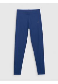4f - 4F Legginsy dzianinowe damskie - granatowe XXL. Okazja: na co dzień. Stan: podwyższony. Kolor: niebieski. Materiał: dzianina. Wzór: gładki, ze splotem, jednolity. Styl: sportowy, casual