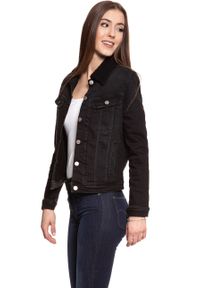 Lee - DAMSKA KURTKA JEANSOWA LEE SHERPA RIDER JACKET BLACK TYRO L54VCPJW. Kolor: czarny. Materiał: jeans. Wzór: jednolity