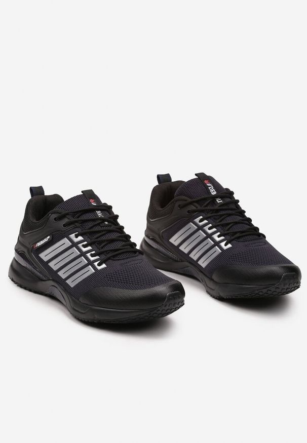 Born2be - Granatowo-Srebrne Płaskie Sznurowane Buty Sportowe z Ozdobnymi Paskami Lovessa. Okazja: na co dzień. Zapięcie: pasek. Kolor: niebieski