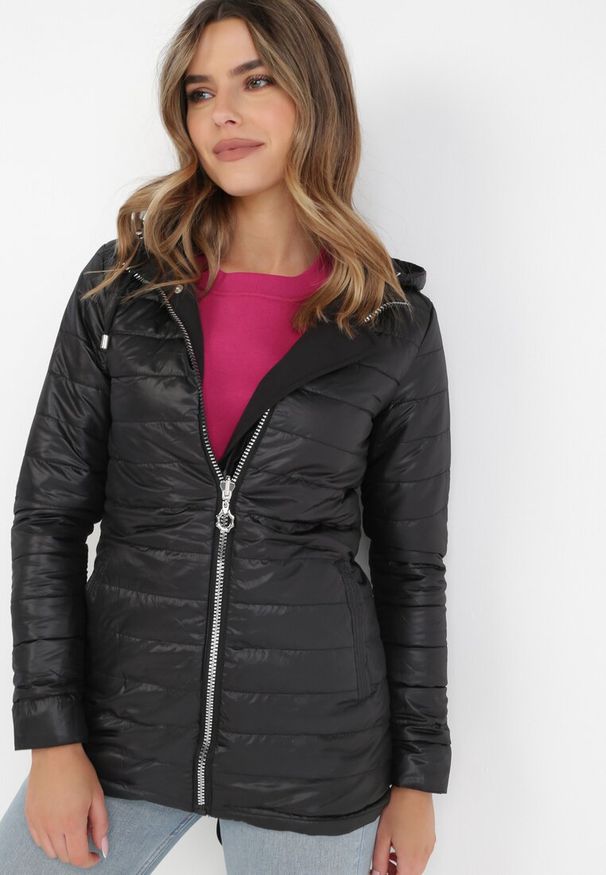 Born2be - Czarna Kurtka Dwustronna Amathonia. Kolor: czarny. Styl: elegancki