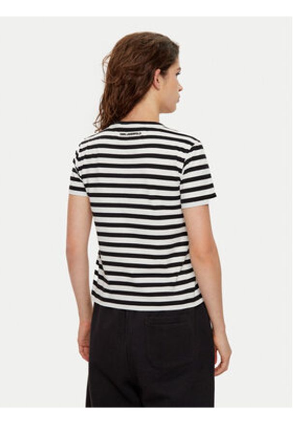 Karl Lagerfeld - KARL LAGERFELD T-Shirt A1W17099 Czarny Regular Fit. Typ kołnierza: dekolt w karo. Kolor: czarny. Materiał: bawełna