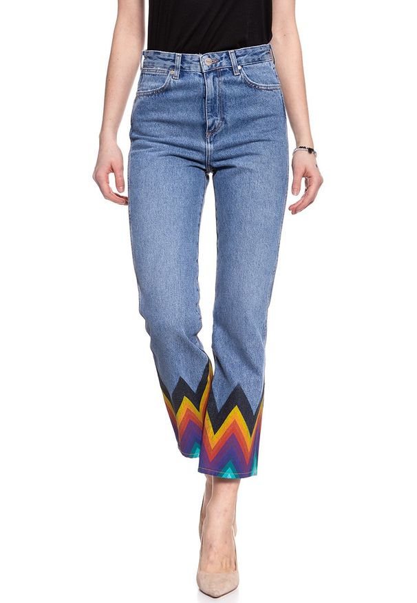 Wrangler - WRANGLER RETRO CROP STRAIGHT KABEL BLUE W27YER19K. Stan: podwyższony. Styl: retro