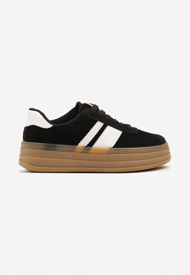 Renee - Czarne Sneakersy Kultowe Tenisówki z Ozdobnymi Paskami Vandell. Okazja: na co dzień. Zapięcie: pasek. Kolor: czarny. Materiał: jeans. Szerokość cholewki: normalna. Wzór: paski