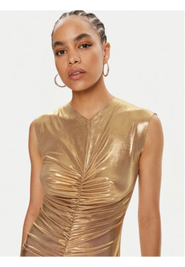 NORMA KAMALI Sukienka wieczorowa ST1243LMD45008 Złoty Slim Fit. Kolor: złoty. Materiał: syntetyk. Styl: wizytowy