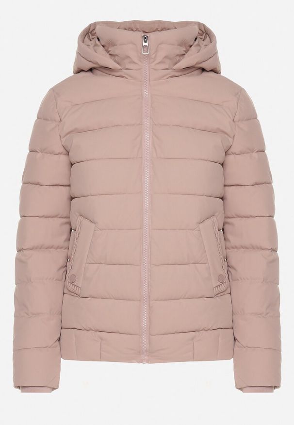 Born2be - Ciemnoróżowa Pikowana Kurtka ze Ściągaczem w Pasie i Odpinanym Kapturem Valentissa. Okazja: na co dzień. Kolor: różowy. Materiał: jeans, tkanina. Sezon: zima. Styl: klasyczny, casual