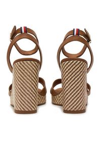 TOMMY HILFIGER - Tommy Hilfiger Sandały Im Raffia Sandal FW0FW08224 Brązowy. Kolor: brązowy. Materiał: skóra #5