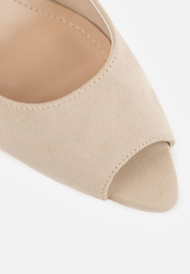 Born2be - Beżowe Sandały na Szpilce z Odkrytą Piętą i Palcami Zitena. Okazja: na co dzień. Zapięcie: sprzączka. Kolor: beżowy. Wzór: ażurowy. Obcas: na szpilce. Styl: casual, elegancki. Wysokość obcasa: średni