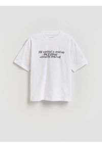 Reserved - Bawełniany t-shirt - złamana biel. Materiał: bawełna #1