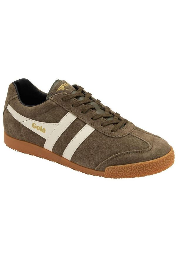 Buty do chodzenia męskie Gola Harrier. Kolor: zielony, biały, wielokolorowy. Materiał: materiał, zamsz. Szerokość cholewki: normalna. Sport: turystyka piesza