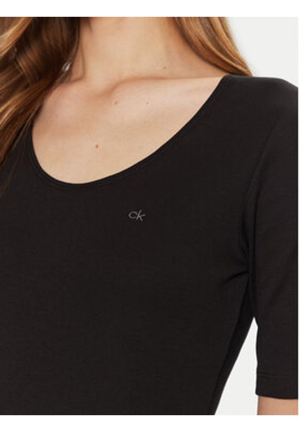 Calvin Klein T-Shirt K20K208050 Czarny Slim Fit. Kolor: czarny. Materiał: bawełna
