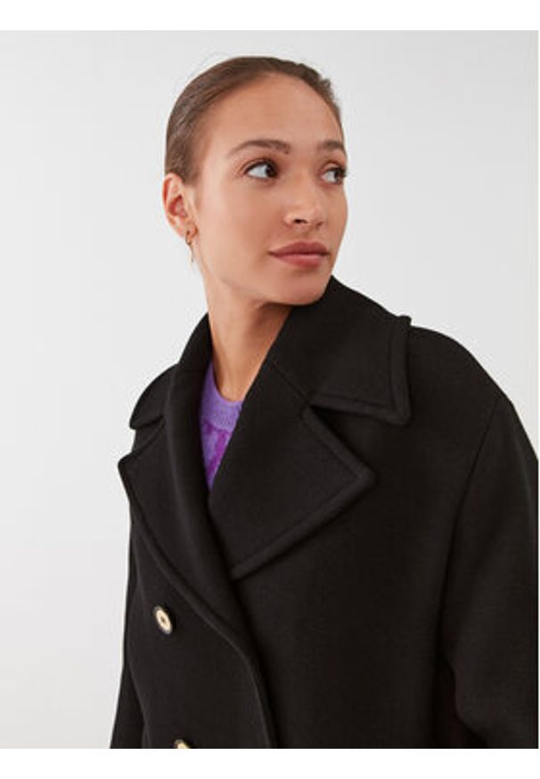 Pinko Płaszcz wełniany Effetto 101747 Y7DY Czarny Regular Fit. Kolor: czarny. Materiał: wełna