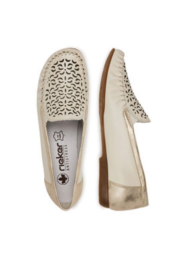 Rieker Mokasyny CEO-L6350-60 Beżowy jasny. Kolor: beżowy. Materiał: syntetyk, skóra