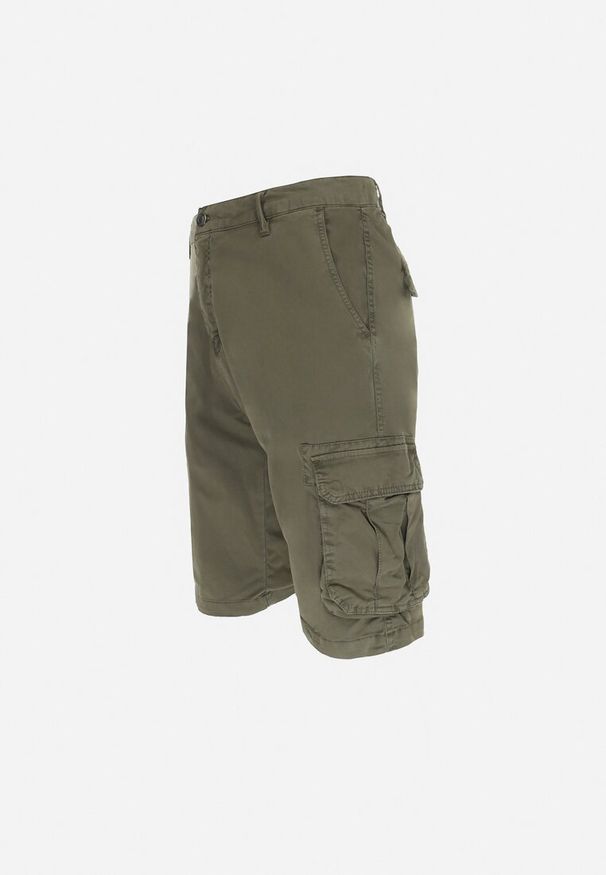 Born2be - Zielone Bawełniane Szorty Cargo Valesha. Kolor: zielony. Materiał: bawełna