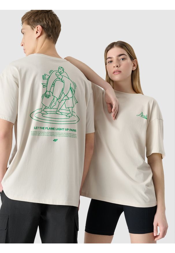 4f - Koszulka kibica uniseks - biała. Kolor: biały. Materiał: bawełna, dzianina, jersey. Wzór: gładki