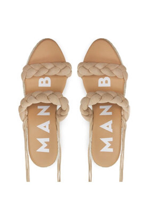 Manebi Espadryle Hamptons Two Braided Bands Wedge Espadrilles M 1.1 WE Beżowy. Kolor: beżowy. Materiał: skóra, zamsz