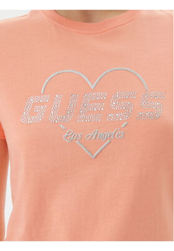Guess T-Shirt V5GI10 K9RM1 Pomarańczowy Regular Fit. Kolor: pomarańczowy. Materiał: bawełna