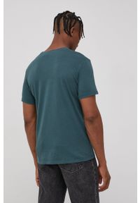 Tom Tailor T-shirt bawełniany kolor zielony z nadrukiem. Okazja: na co dzień. Kolor: zielony. Materiał: bawełna. Wzór: nadruk. Styl: casual