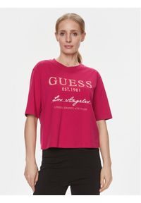 Guess T-Shirt V4RI01 I3Z14 Fioletowy Boxy Fit. Kolor: fioletowy. Materiał: bawełna #1