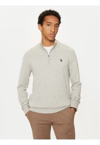 U.S. Polo Assn. Sweter MUP2963 Szary Regular Fit. Typ kołnierza: polo. Kolor: szary. Materiał: bawełna