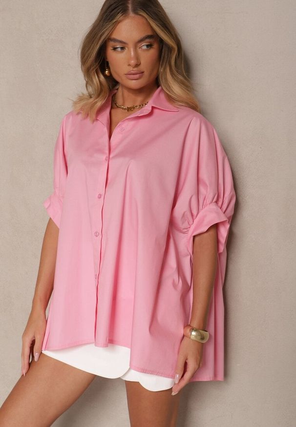 Renee - Różowa Koszula z Bawełny Oversize Zienessa. Okazja: na co dzień. Kolor: różowy. Materiał: bawełna. Styl: elegancki, casual