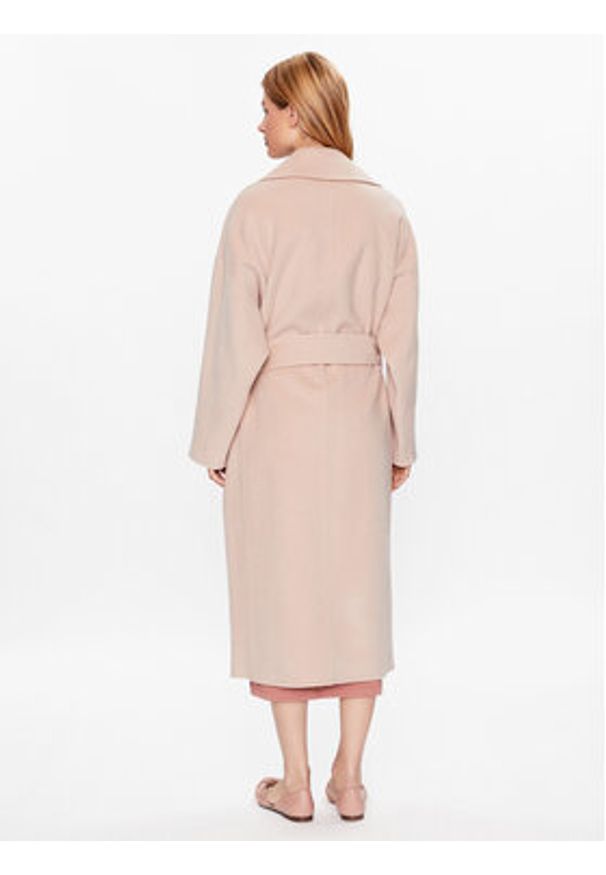 Calvin Klein Płaszcz wełniany K20K205855 Różowy Regular Fit. Kolor: różowy. Materiał: wełna