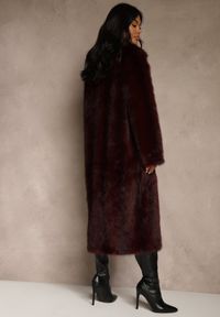Renee - Bordowy Płaszcz Futerko o Jednorzędowym Fasonie Cataris. Okazja: na co dzień. Kolor: czerwony. Materiał: futro. Styl: casual, elegancki #5