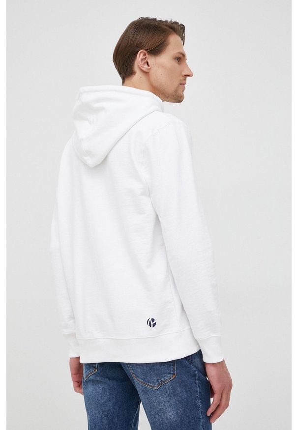 Pepe Jeans bluza bawełniana DARDANUS męska kolor biały z kapturem z nadrukiem. Typ kołnierza: kaptur. Kolor: biały. Materiał: bawełna. Wzór: nadruk