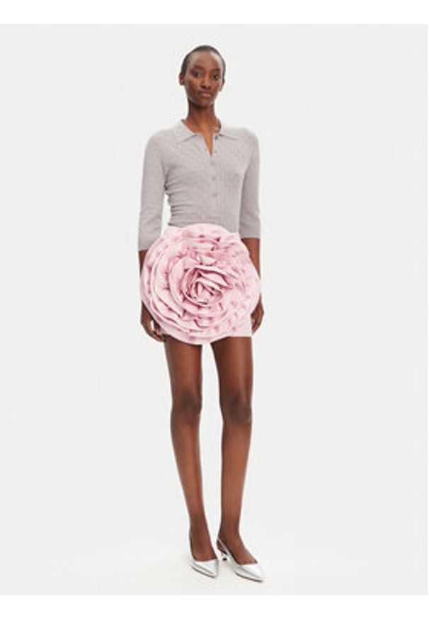 ROTATE Spódnica mini 1137841011 Różowy Slim Fit. Kolor: różowy. Materiał: syntetyk