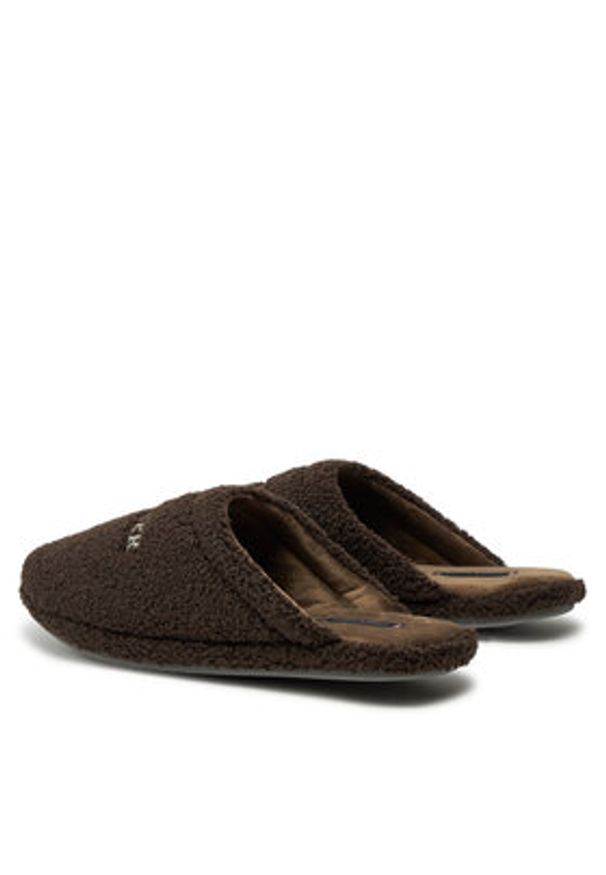 TOMMY HILFIGER - Tommy Hilfiger Kapcie Warm Curly House Shoe FM0FM05226 Brązowy. Kolor: brązowy. Materiał: materiał