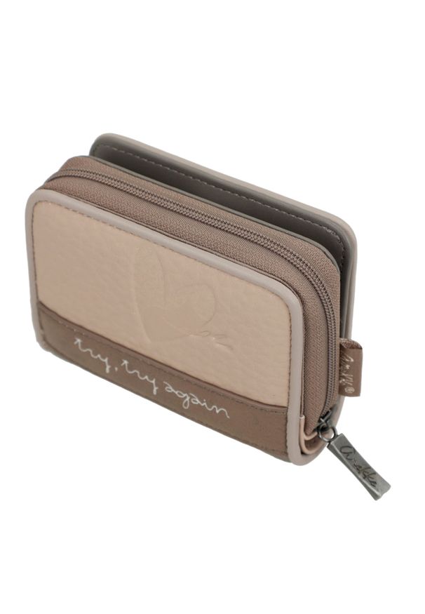 Portfel damski Anekke, z efektownym nadrukiem i metalowym logo zapinany na suwak wyposażony w przegrody na karty kieszeń na monety, brązowy, 42749-90. Kolor: brązowy. Wzór: nadruk