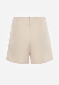 Renee - Beżowe Spódnico-Szorty High Waist z Rozcięciem Vikone. Okazja: na co dzień. Stan: podwyższony. Kolor: beżowy. Styl: elegancki, casual #6