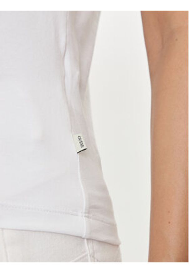 Guess Jeans T-Shirt W4YI03 J1314 Biały Slim Fit. Kolor: biały. Materiał: bawełna