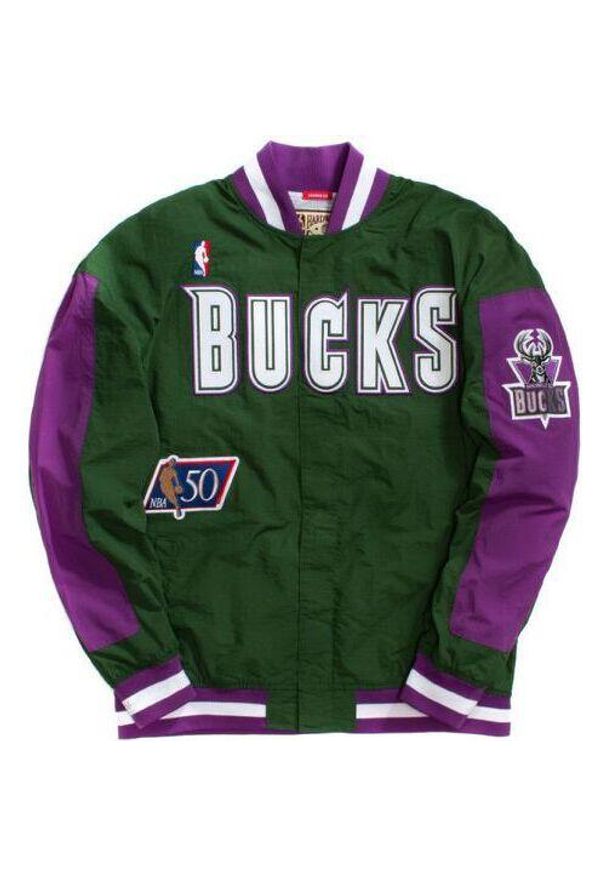 Mitchell & Ness - Kurtka Milwaukee Bucks nba authentic 1996/97. Kolor: zielony, fioletowy, wielokolorowy. Sport: koszykówka