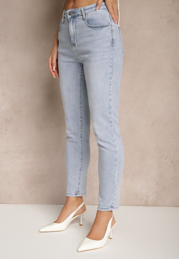 Renee - Jasnoniebieskie Skinny Jeansy z Bawełny High Waist Seslina. Okazja: na co dzień. Stan: podwyższony. Kolor: niebieski. Styl: casual