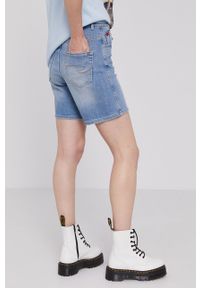 Lee Cooper Szorty jeansowe damskie gładkie high waist. Stan: podwyższony. Kolor: niebieski. Materiał: jeans. Wzór: gładki #3