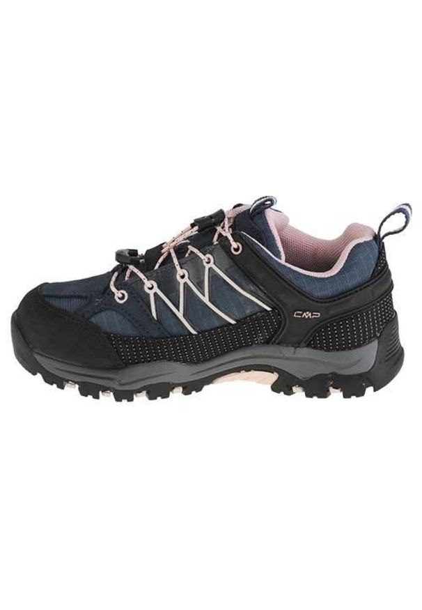 Buty trekkingowe dla dzieci CMP Rigel Low. Zapięcie: sznurówki. Kolor: czarny, niebieski, wielokolorowy. Materiał: guma, skóra, syntetyk, materiał, tkanina. Szerokość cholewki: normalna