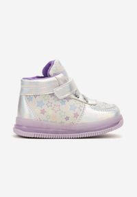 Born2be - Fioletowe Płaskie Buty Sportowe Sneakersy ze Skórzaną Wkładką w Gwiazdki z Brokatem Jocelv. Okazja: na uczelnię, na co dzień. Kolor: fioletowy. Materiał: skóra. Wzór: aplikacja. Sezon: wiosna, jesień. Styl: sportowy